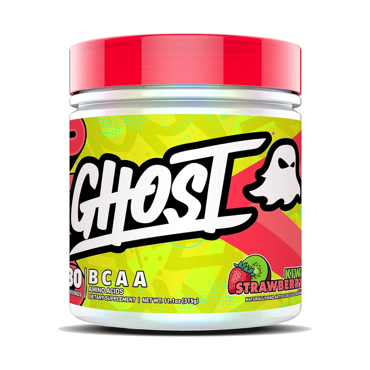 Ghost BCAA acides aminés kiwi-fraise, 30 doses, photo du produit seul sur fond blanc