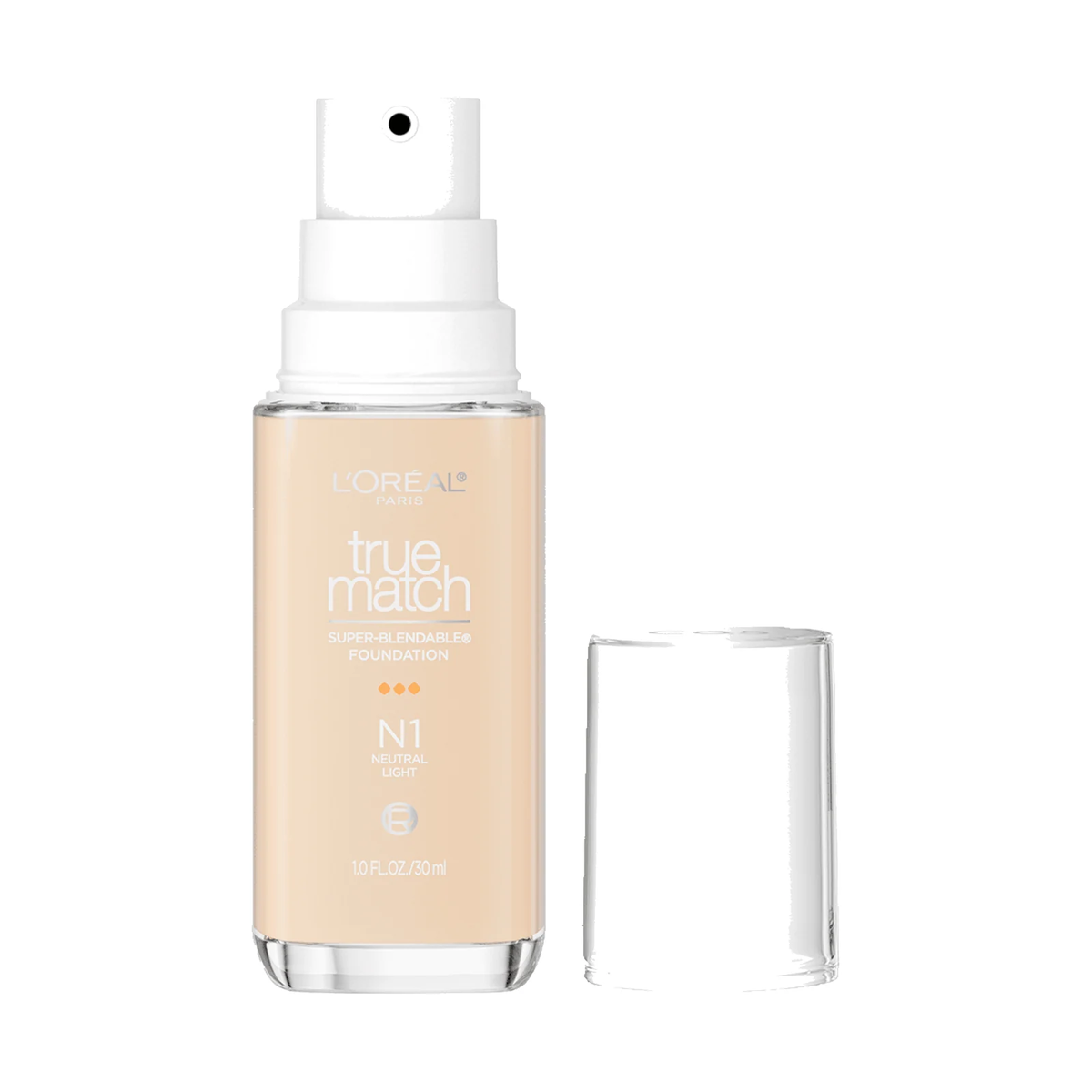 L'Oréal True Match Foundation 30 ml, flacon de fond de teint, vu de face sur fond neutre