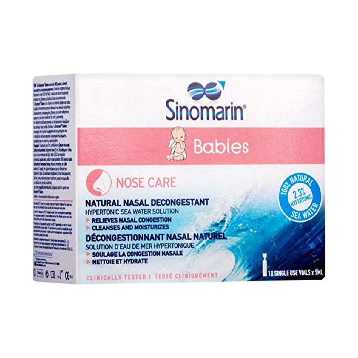 Sinomarin Babies eau de mer hypertonique pour le nez de bébé, 18 unidoses de 5 ml