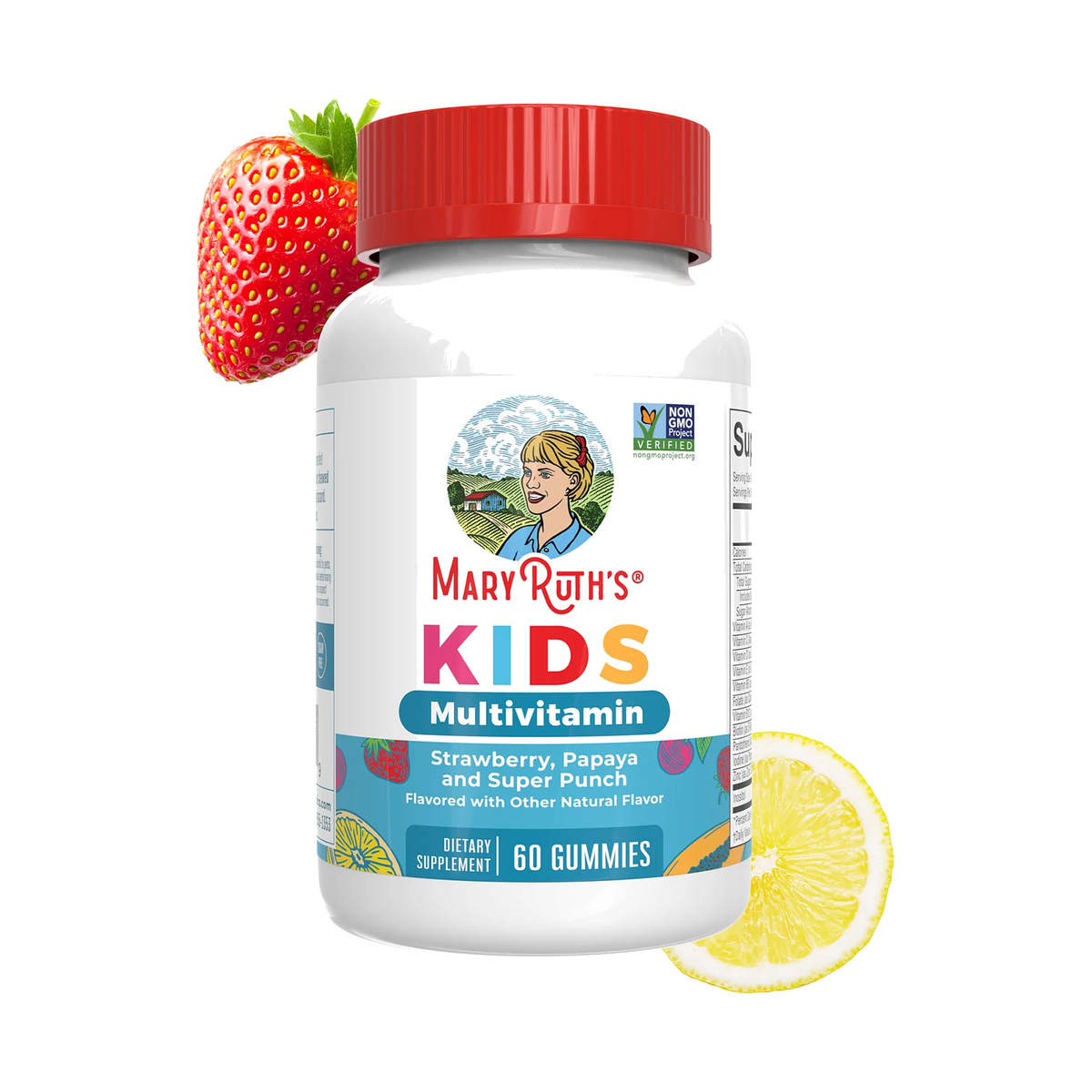 MaryRuth's Kids Multivitamin Gummies (60), pot de gommes multivitaminées pour enfants, vu de face sur fond neutre