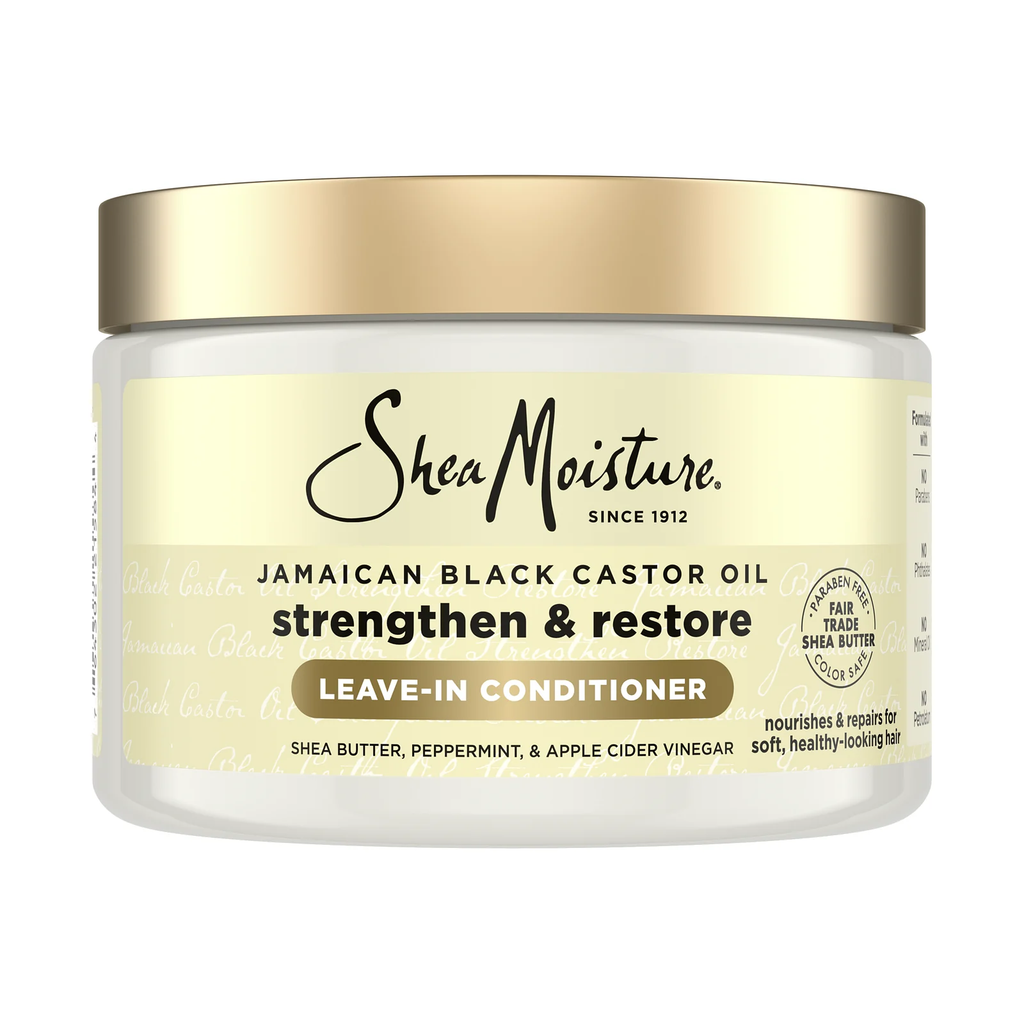Après-shampoing sans rinçage SheaMoisture à l'huile de ricin noire de Jamaïque, photo du flacon