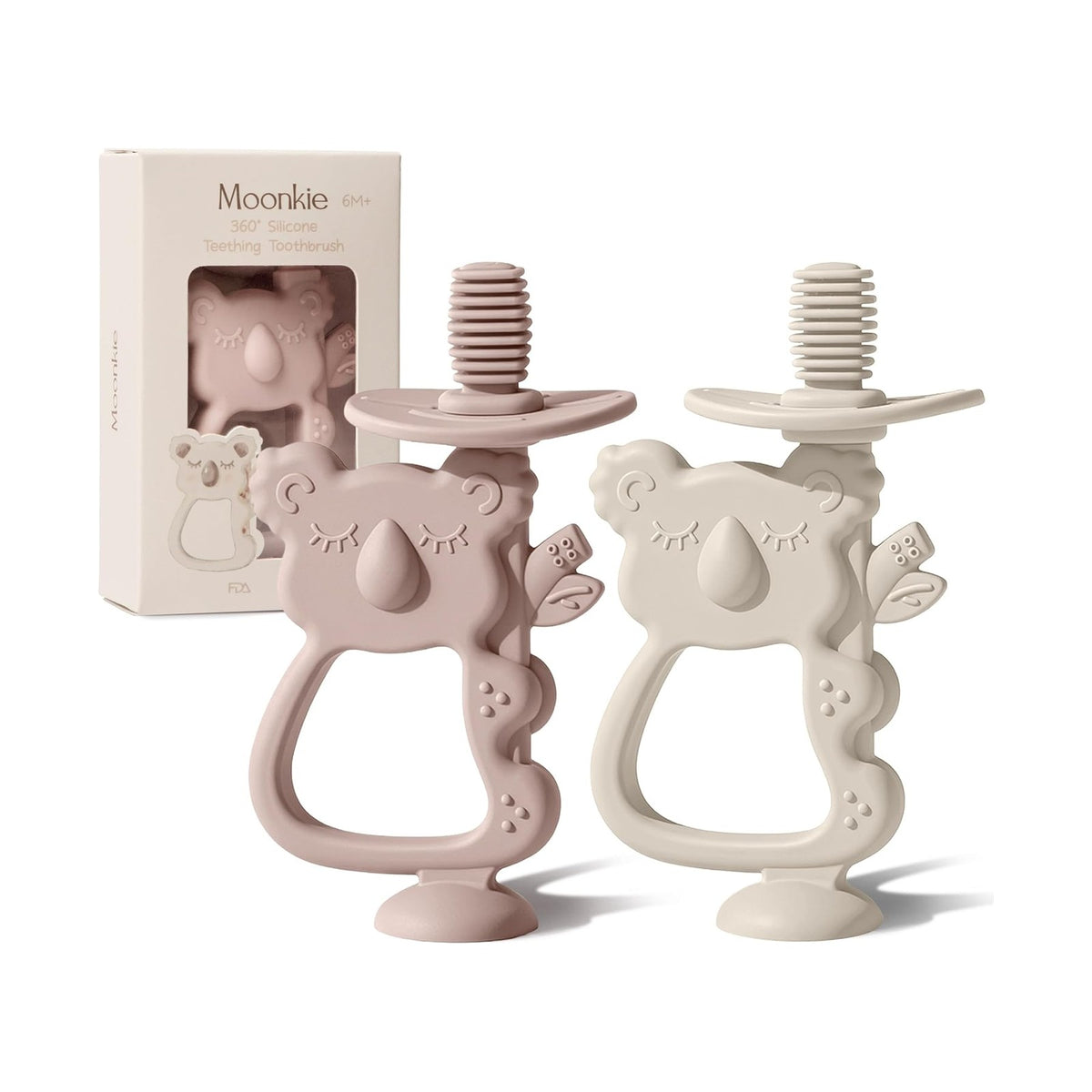 Moonkie anneaux de dentition en silicone sans BPA, lot de 2
