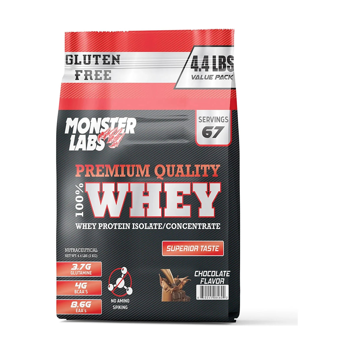 Monster Labs 100% Whey – 4,4 lb (2 kg), Chocolat, photo du produit seul sur fond blanc