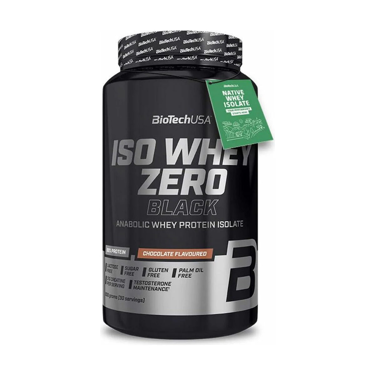 BioTechUSA Iso Whey Zero Black 908 g, photo du produit seul sur fond blanc