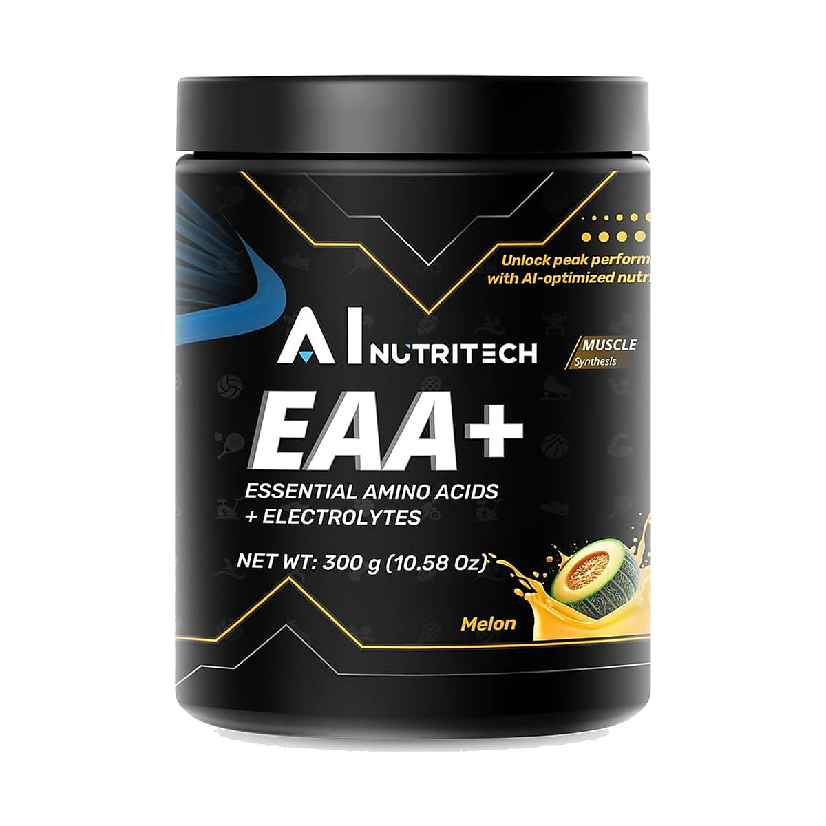 Nutritech EAA+ acides aminés essentiels avec électrolytes, 300 g, photo du produit seul sur fond blanc