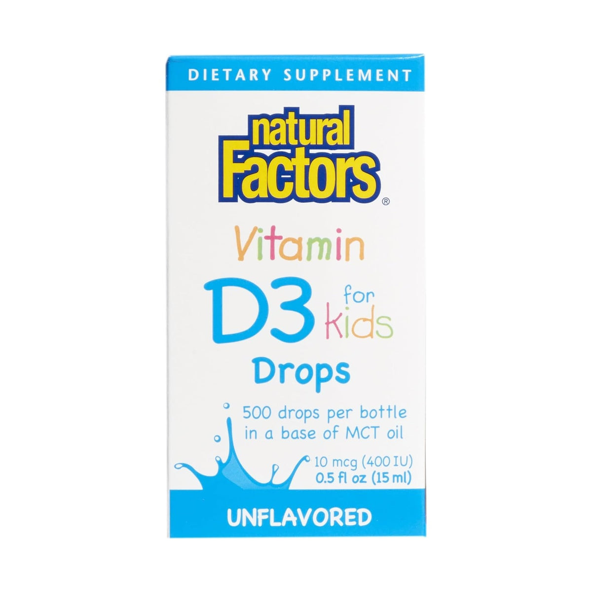 Natural Factors vitamine D3 enfants en gouttes, 400 UI, 15 ml