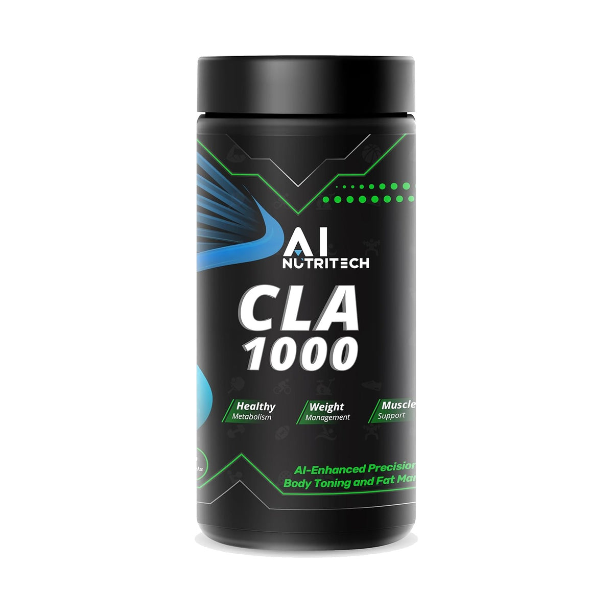 Nutritech CLA 1000 acide linoléique conjugué, 90 capsules molles, photo du produit seul sur fond blanc