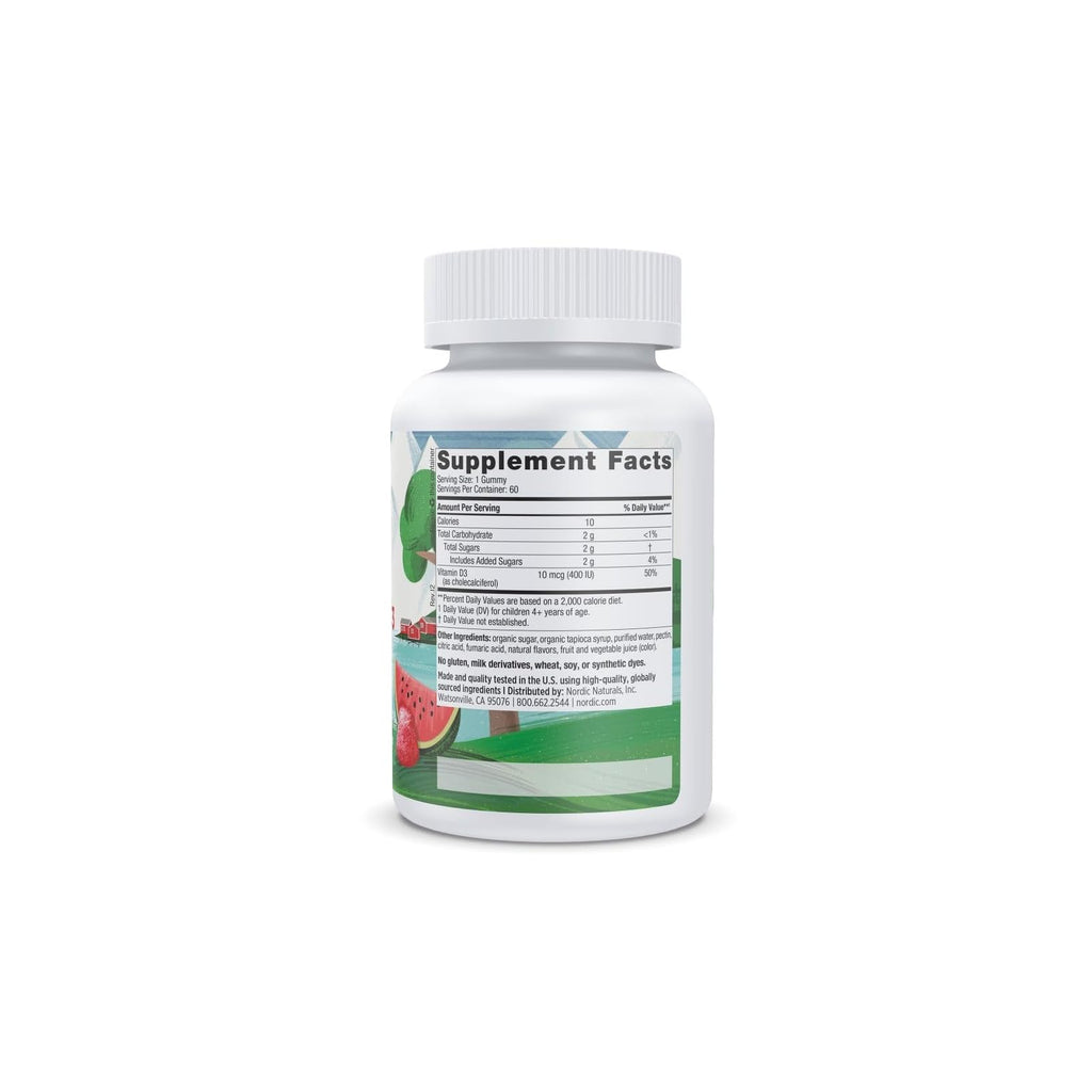 Nordic Naturals vitamine D3 enfants en gommes, dès 4 ans, goût pastèque, 60 gommes