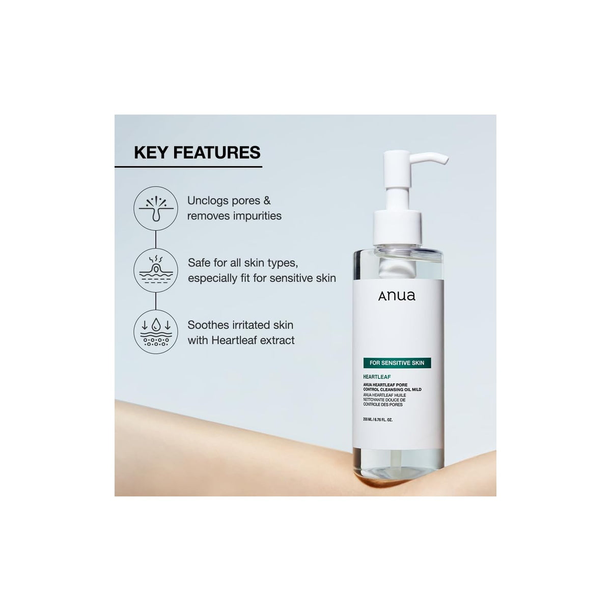 Anua Heartleaf Pore Control huile démaquillante Mild, 200 ml