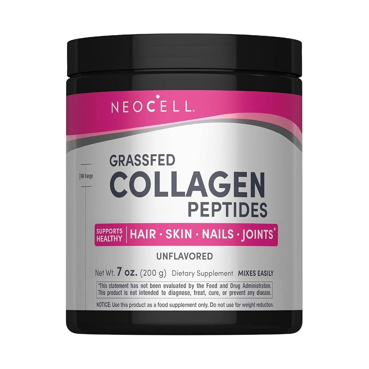 NeoCell Grassfed Collagen Peptides non aromatisé, pot de 200 g, photo du produit seul sur fond blanc