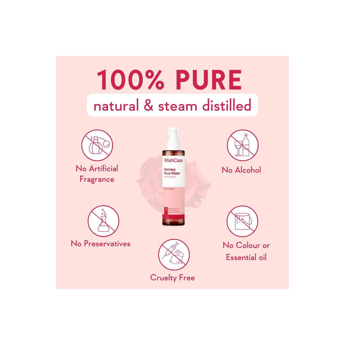 WishCare eau de rose pure en spray 200 ml