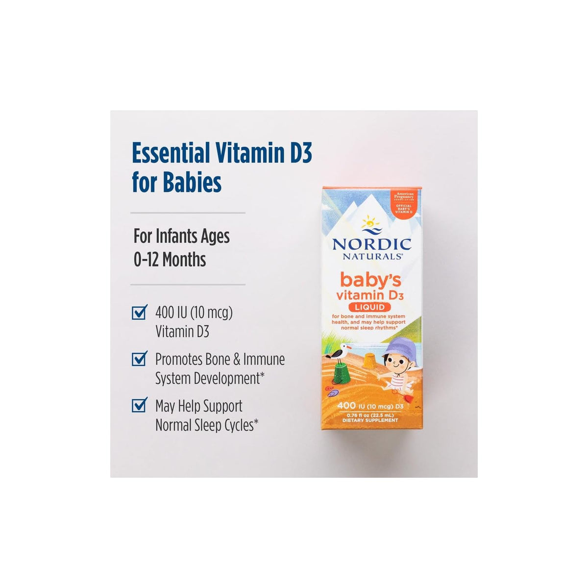 Nordic Naturals vitamine D3 liquide pour bébé de 0 à 12 mois, 22,5 ml