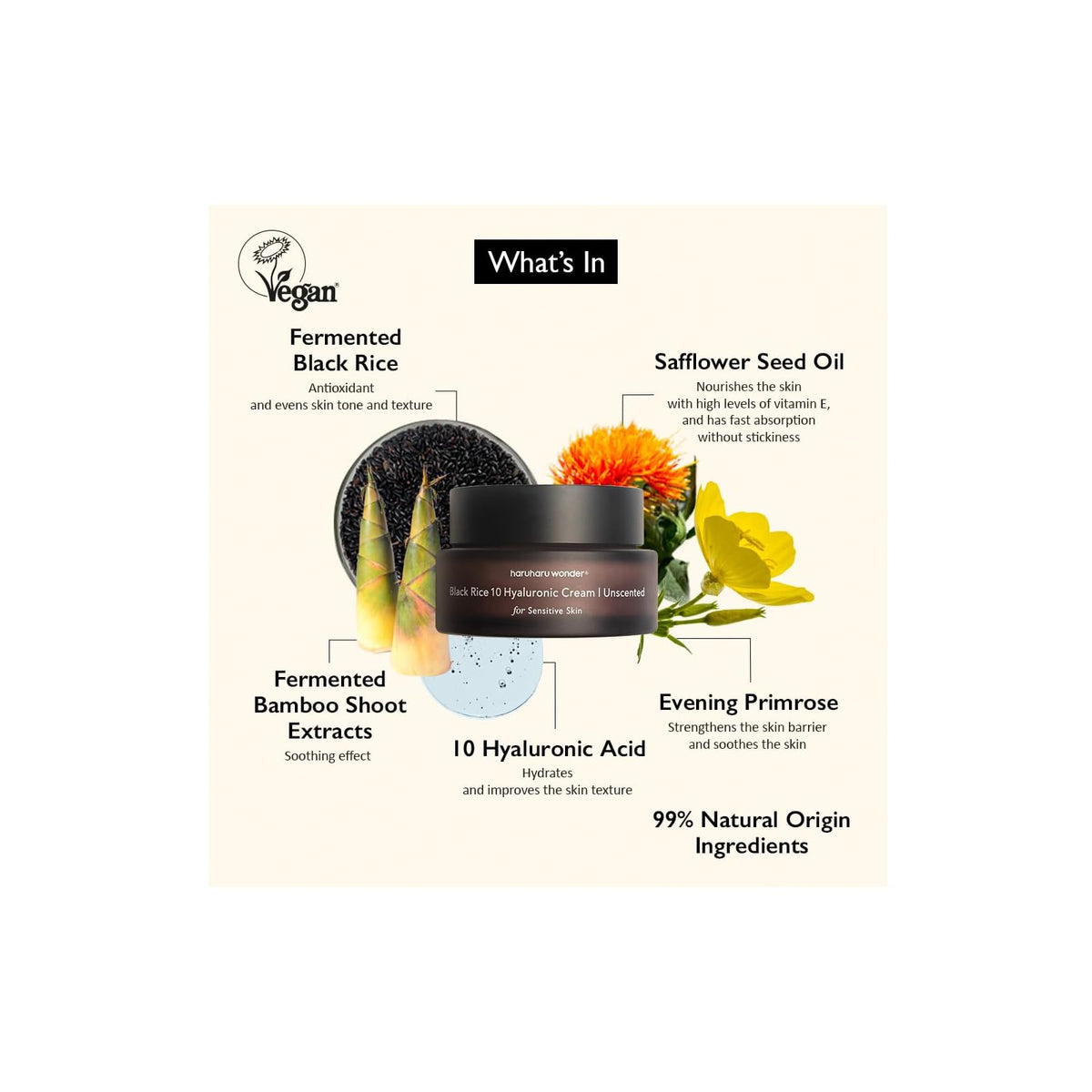 Haruharu Wonder Black Rice crème hyaluronique sans parfum, 50 ml