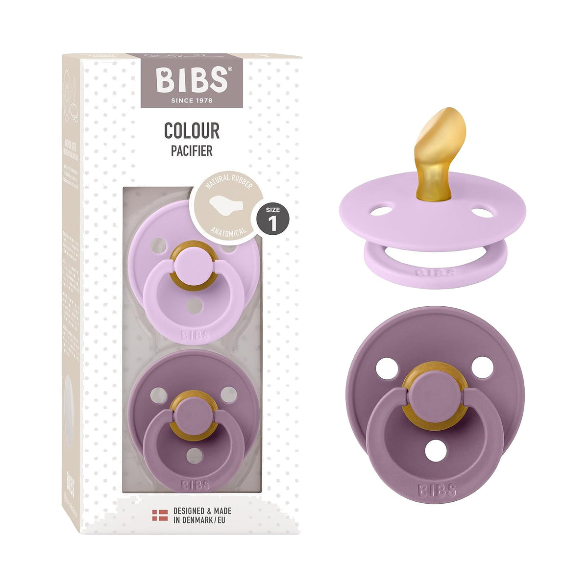 BIBS Colour tétines anatomiques, Violet ciel / Mauve, 0 à 6 mois