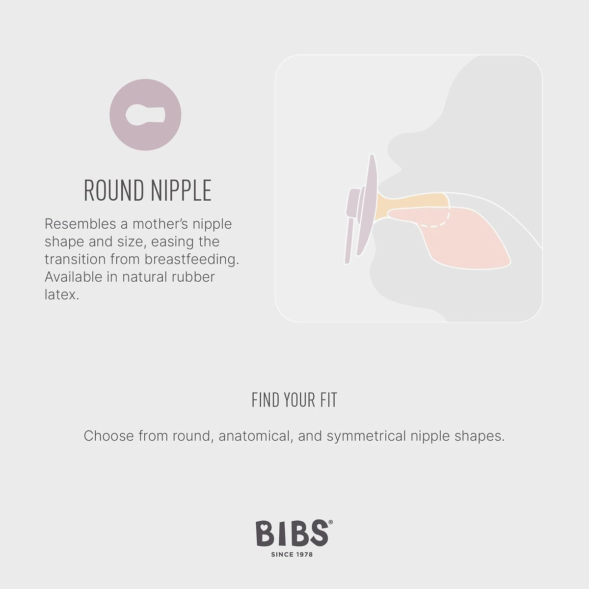 BIBS Colour tétines rondes en caoutchouc naturel, lot de 2
