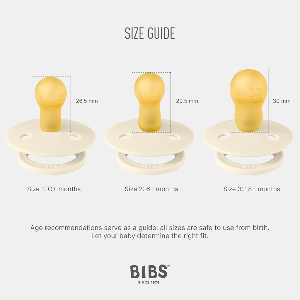 BIBS Colour tétines rondes en caoutchouc naturel, lot de 2