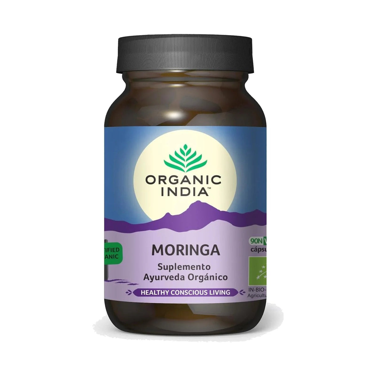 Organic India Moringa bio – 90 gélules végétales, photo du produit seul sur fond blanc
