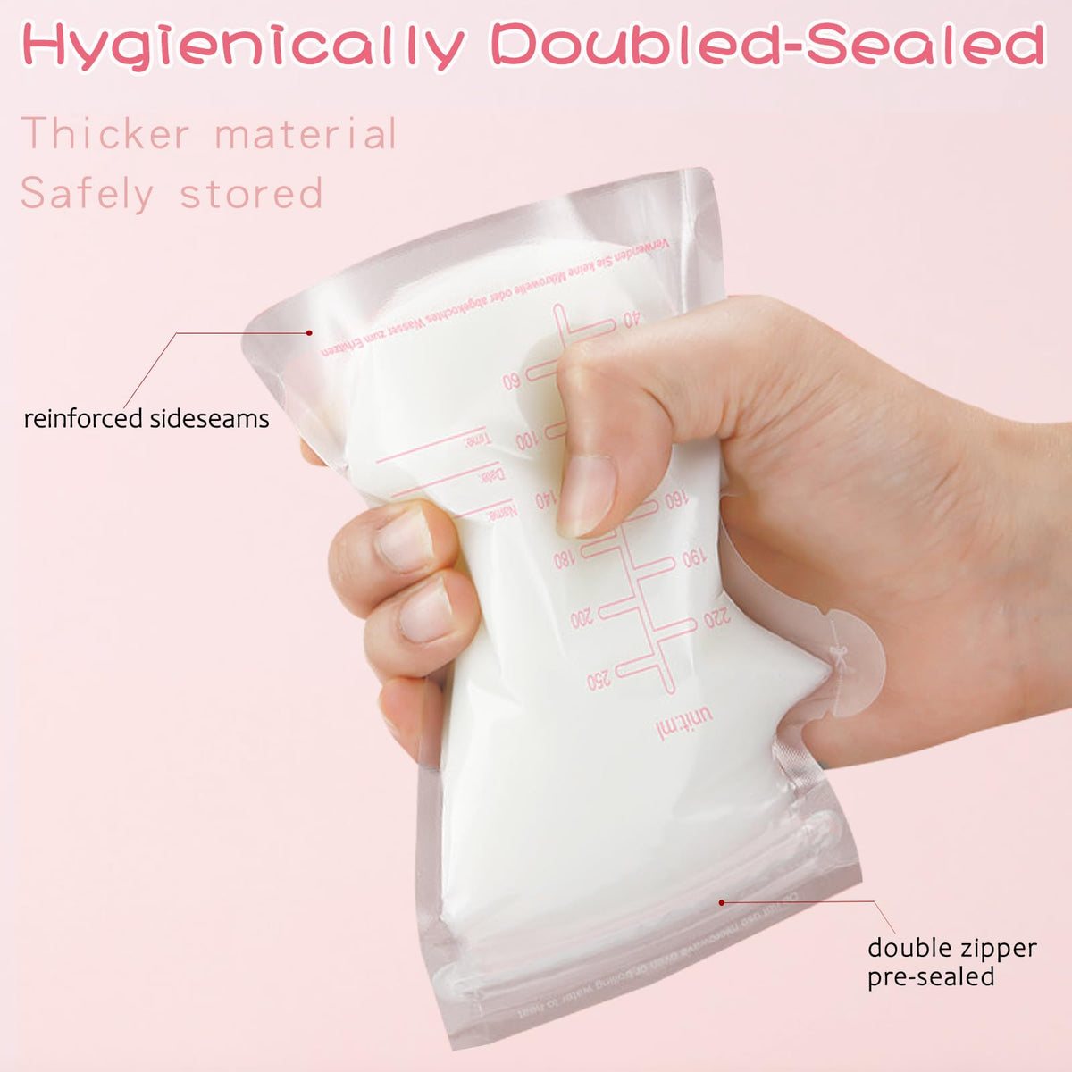 Poches de conservation du lait maternel, 120 poches de 250 ml
