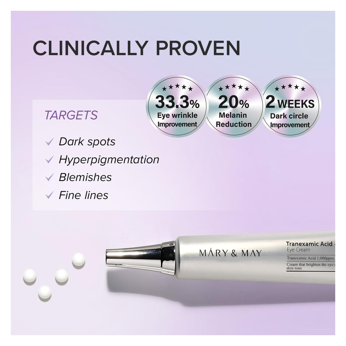 Mary&May Tranexamic Acid Glutathione crème contour des yeux, 30 g