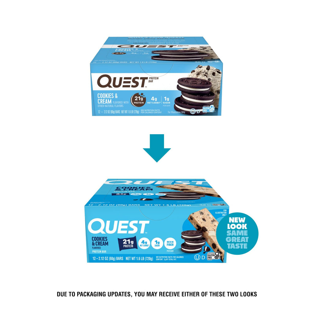 Quest barre protéinée cookies & cream, boîte de 12