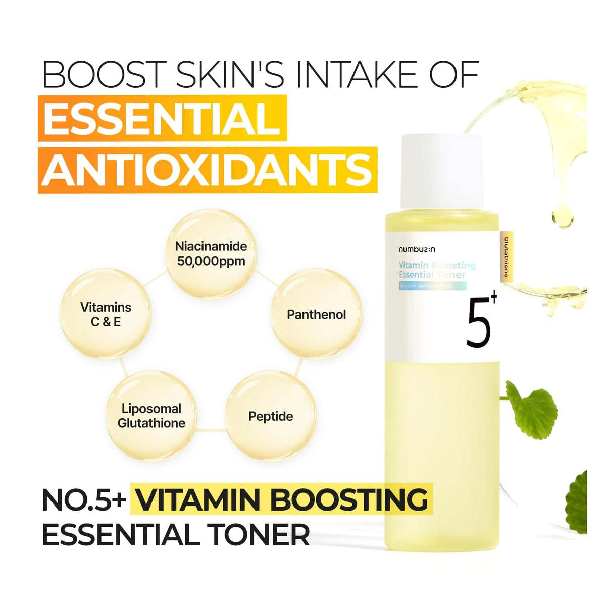 Numbuzin No.5+ toner au glutathion et vitamines, 200 ml