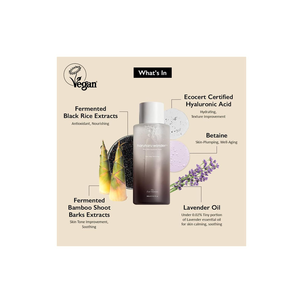Haruharu Wonder Black Rice toner à l'acide hyaluronique, 150 ml