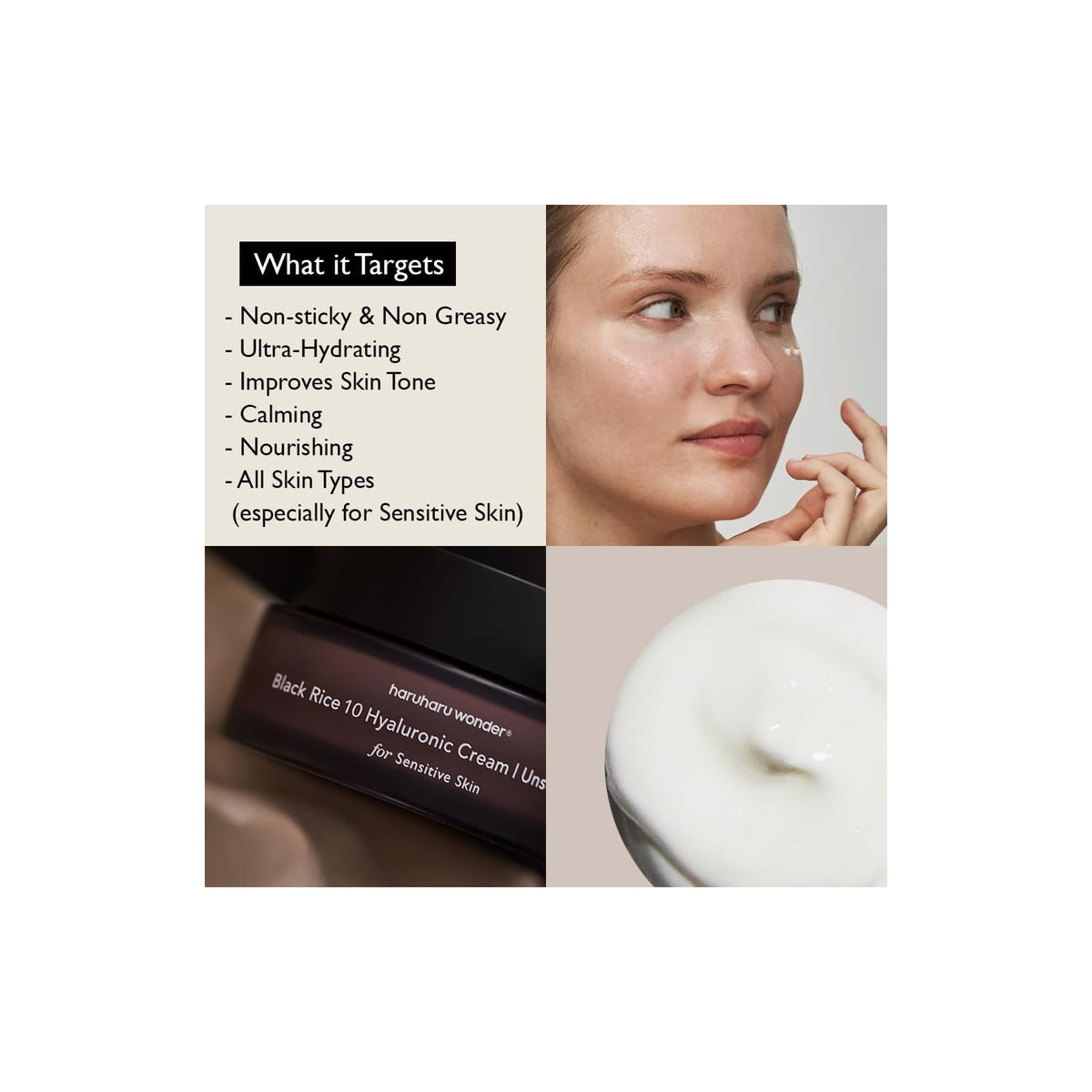 Haruharu Wonder Black Rice crème hyaluronique sans parfum, 50 ml