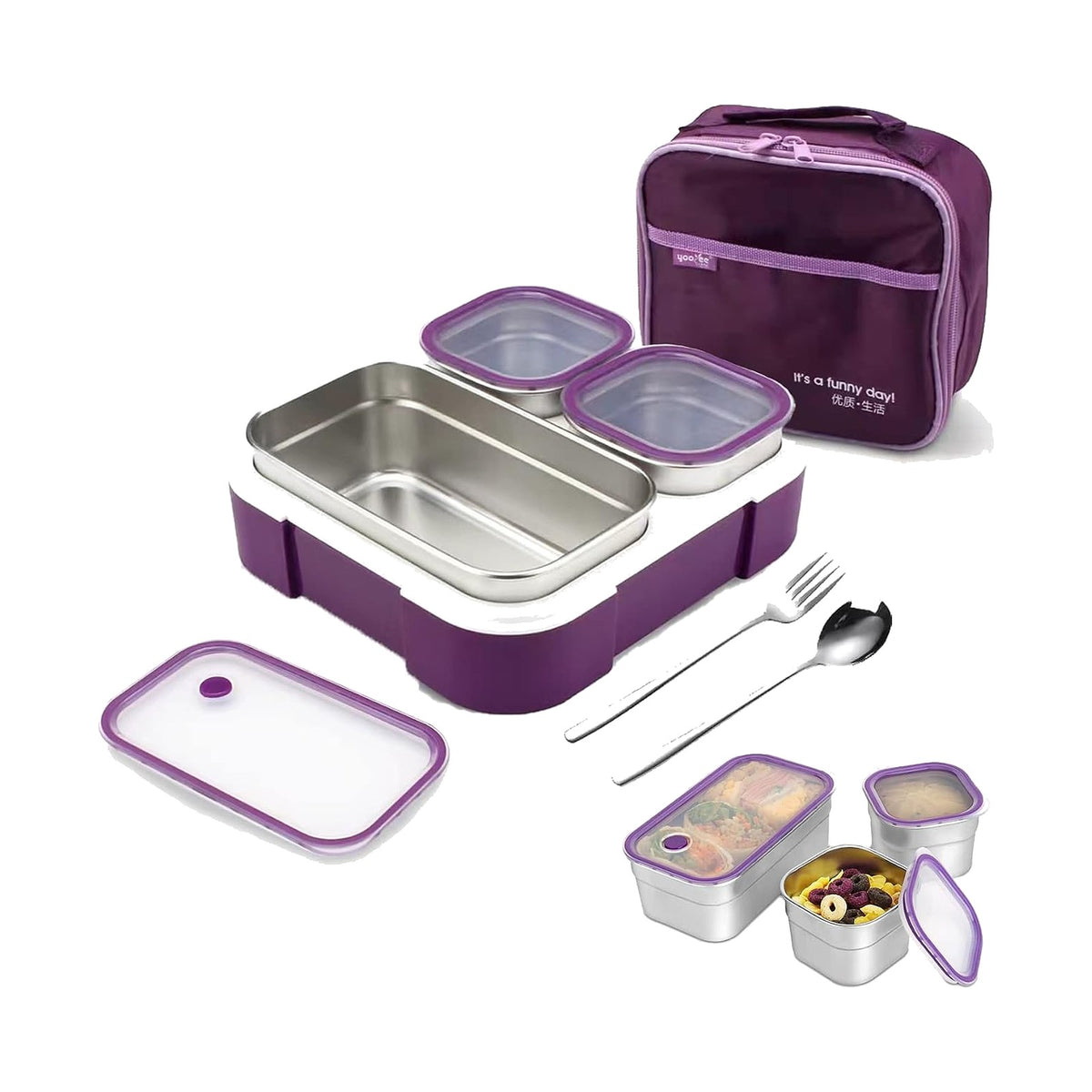 GGEROU lunch box enfant inox 720 ml Violet
