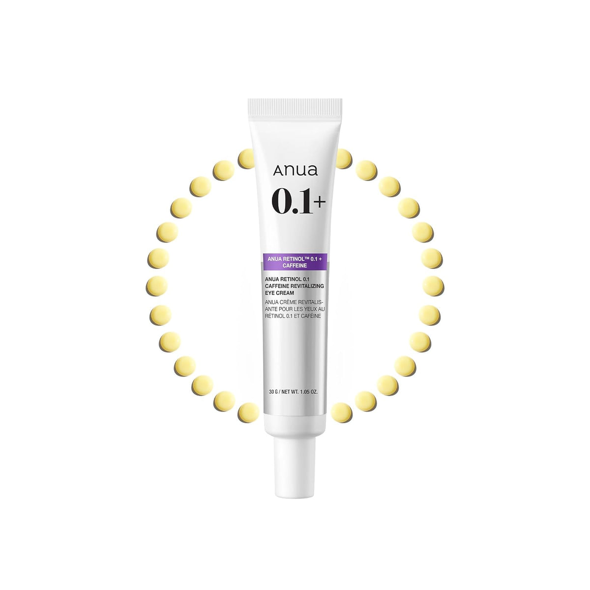Anua Retinol 0.1 + Caféine, crème contour des yeux, tube de 30 ml