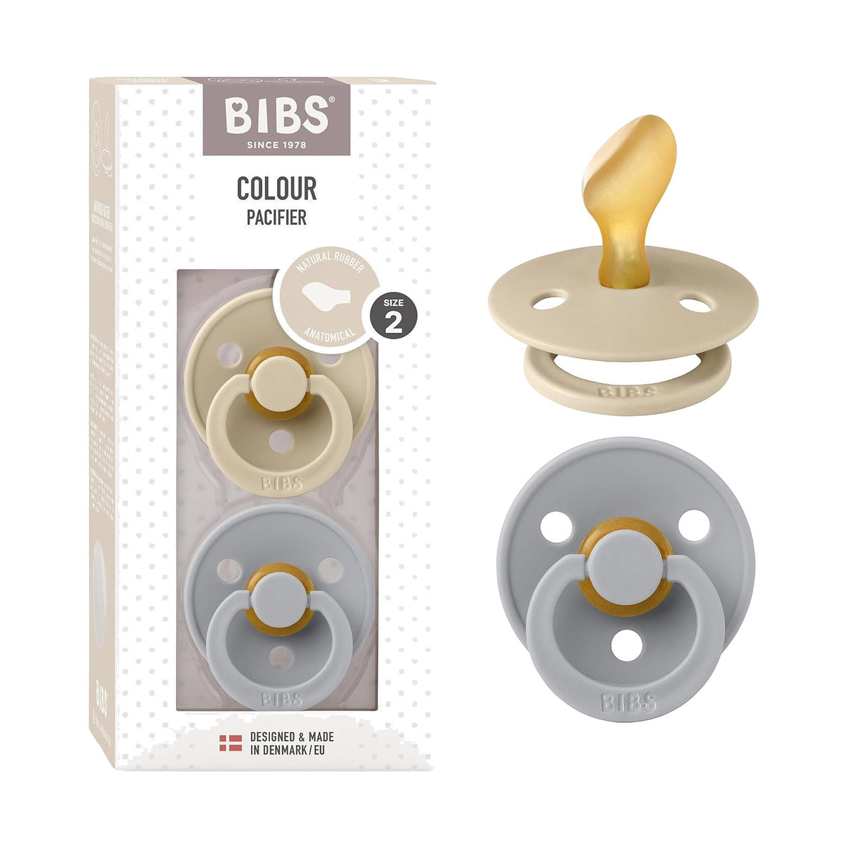 BIBS Colour tétines anatomiques, Vanille / Nuage, 6 à 18 mois