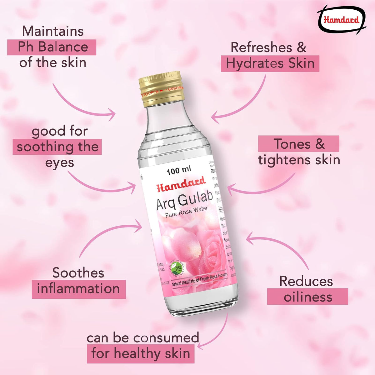 Hamdard Arq Gulab eau de rose pure 100 ml
