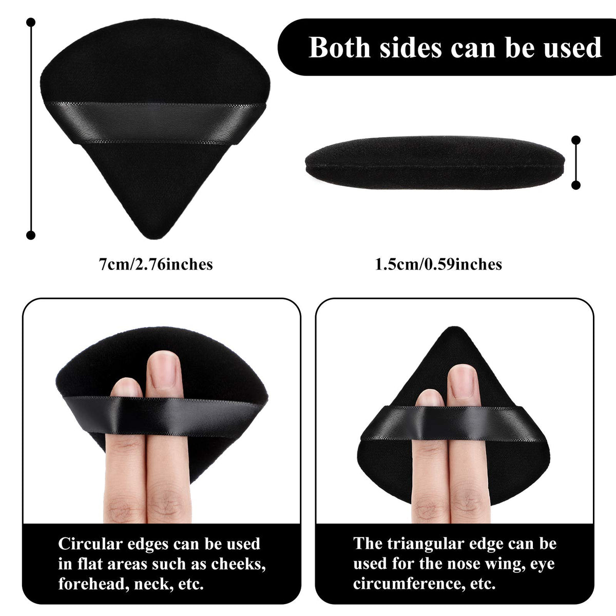 Maitys lot de 12 houppettes triangle noires