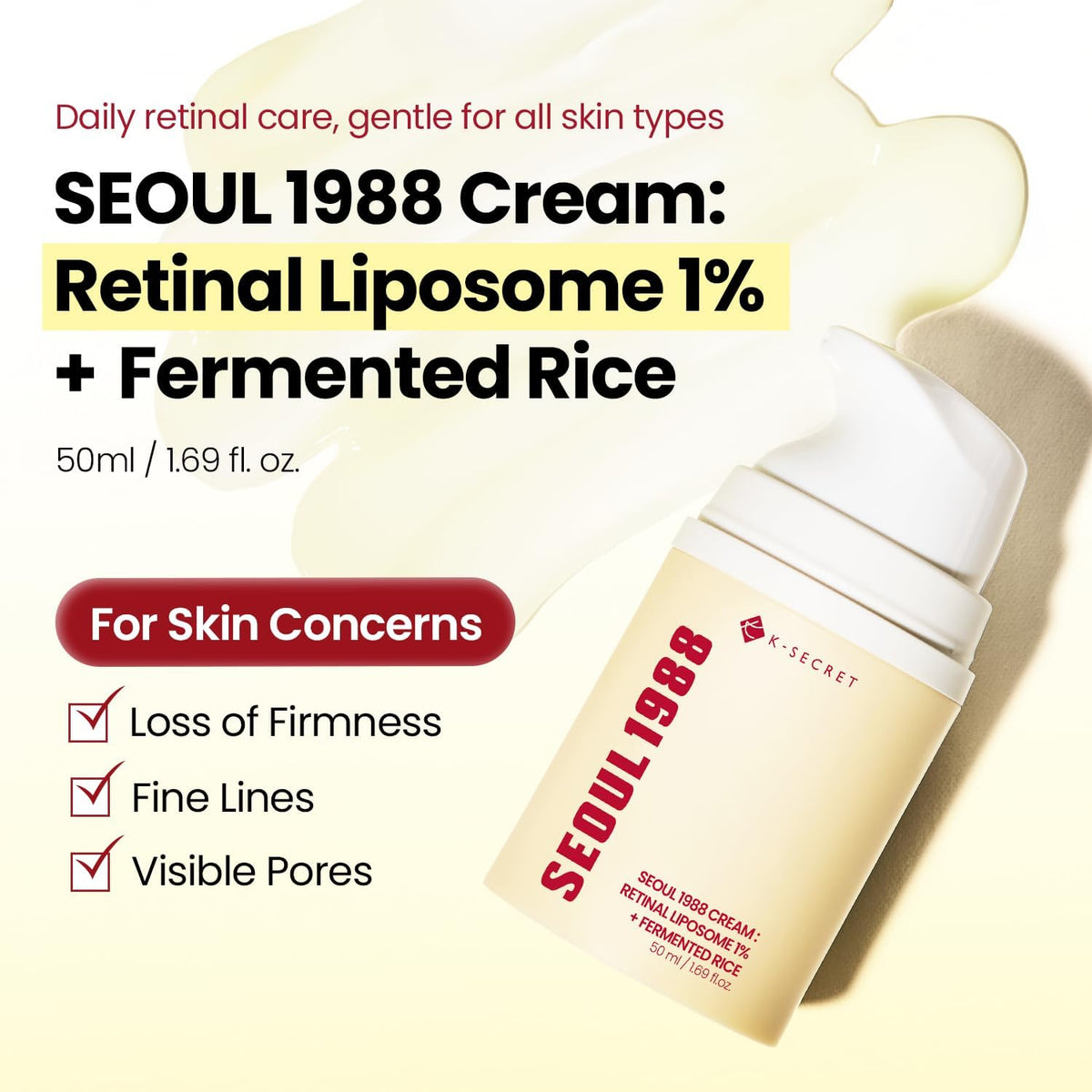 K-Secret Seoul 1988 crème rétinal 1 % et riz fermenté, 50 ml · photo 3