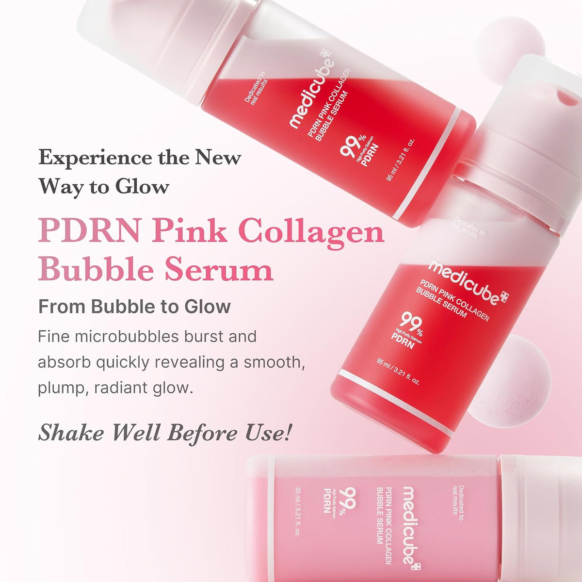 Medicube PDRN Pink Collagen Bubble sérum moussant, 95 ml