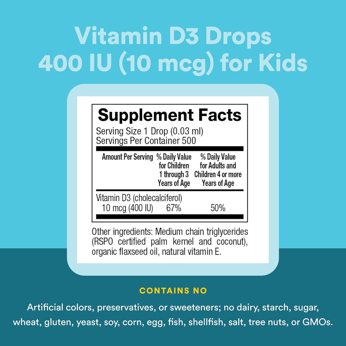 Natural Factors vitamine D3 pour enfants en gouttes, 400 UI, 15 ml
