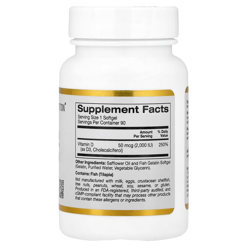 California Gold Nutrition vitamine D3 2000 UI, 90 capsules