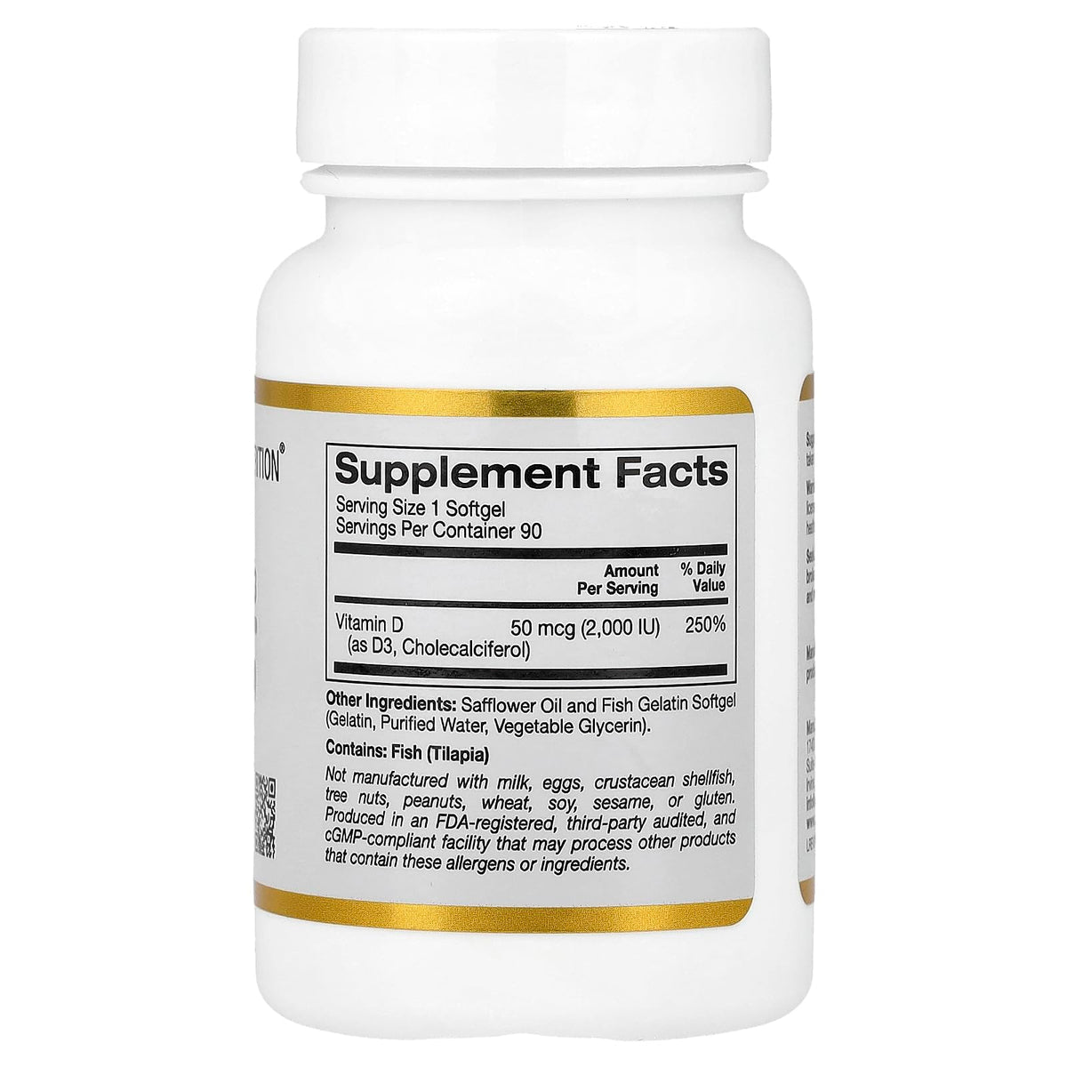 California Gold Nutrition vitamine D3 2000 UI, 90 capsules