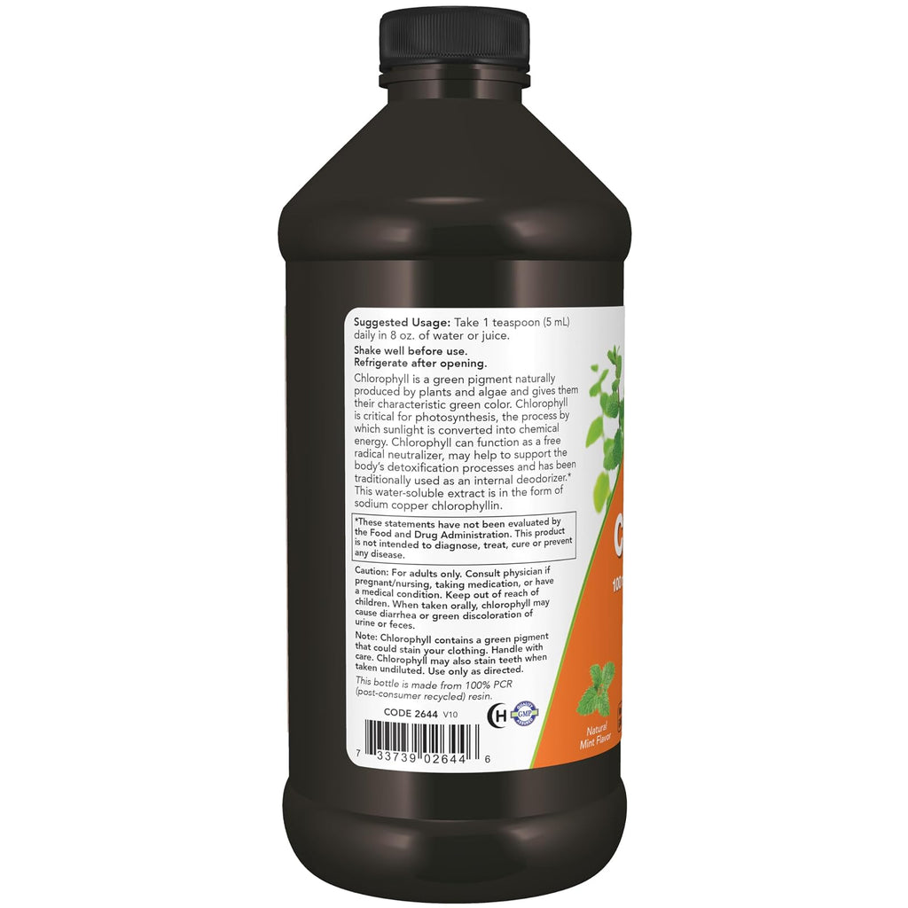 NOW Foods chlorophylle liquide menthe, 473 ml