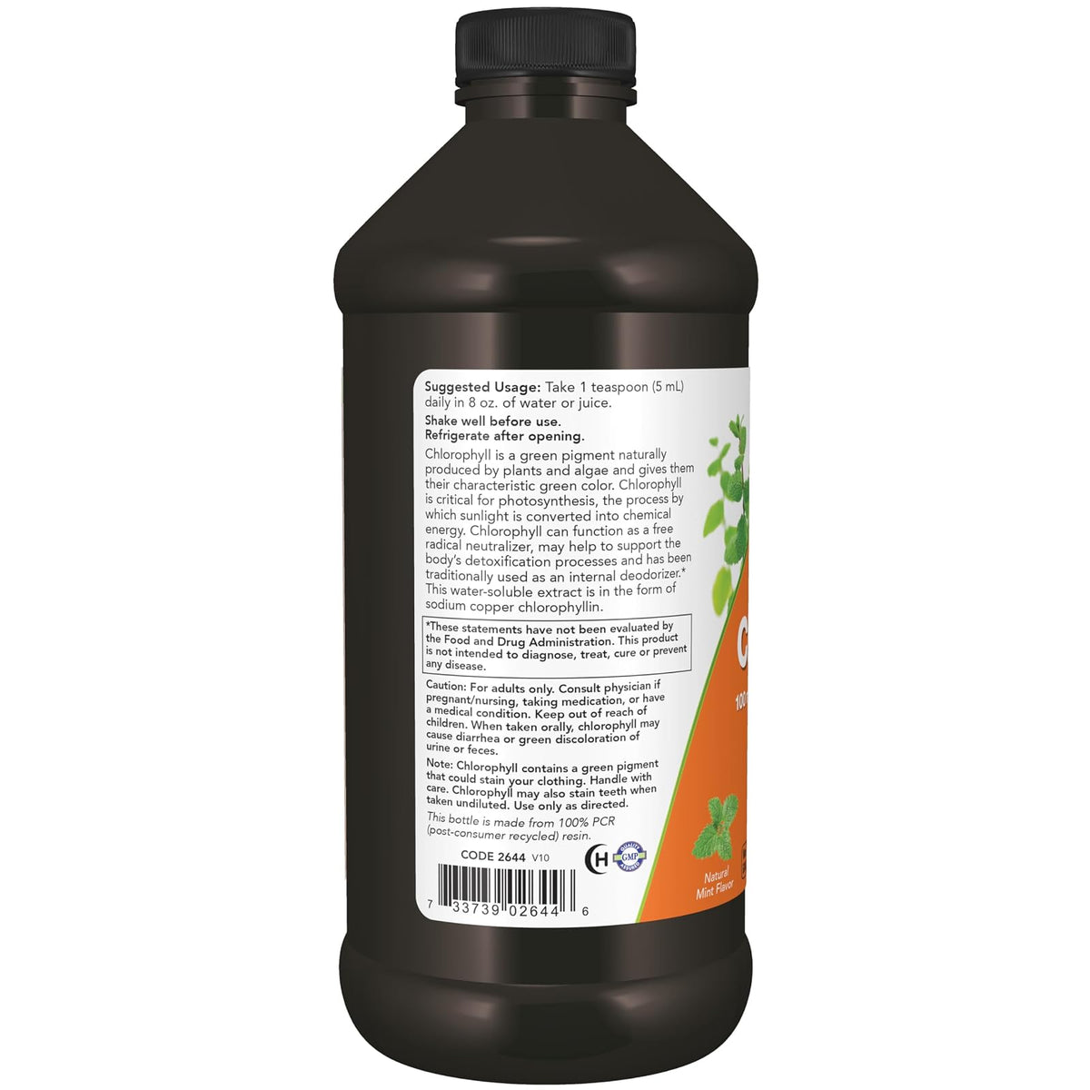 NOW Foods chlorophylle liquide menthe, 473 ml