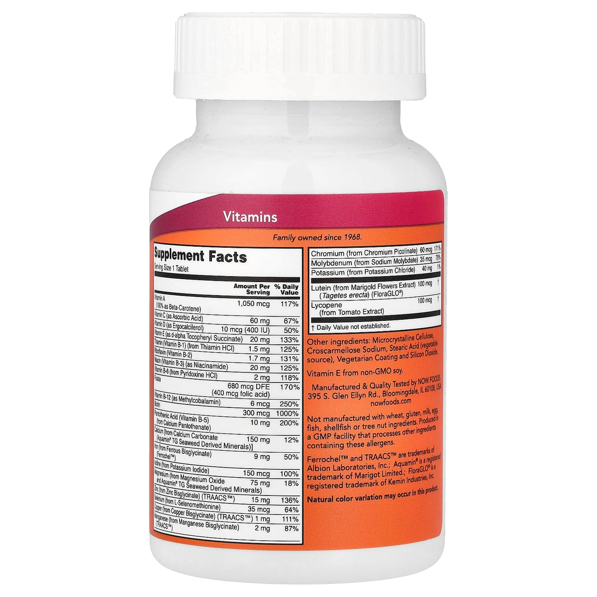 NOW Foods Daily Vits multivitamines, 100 comprimés