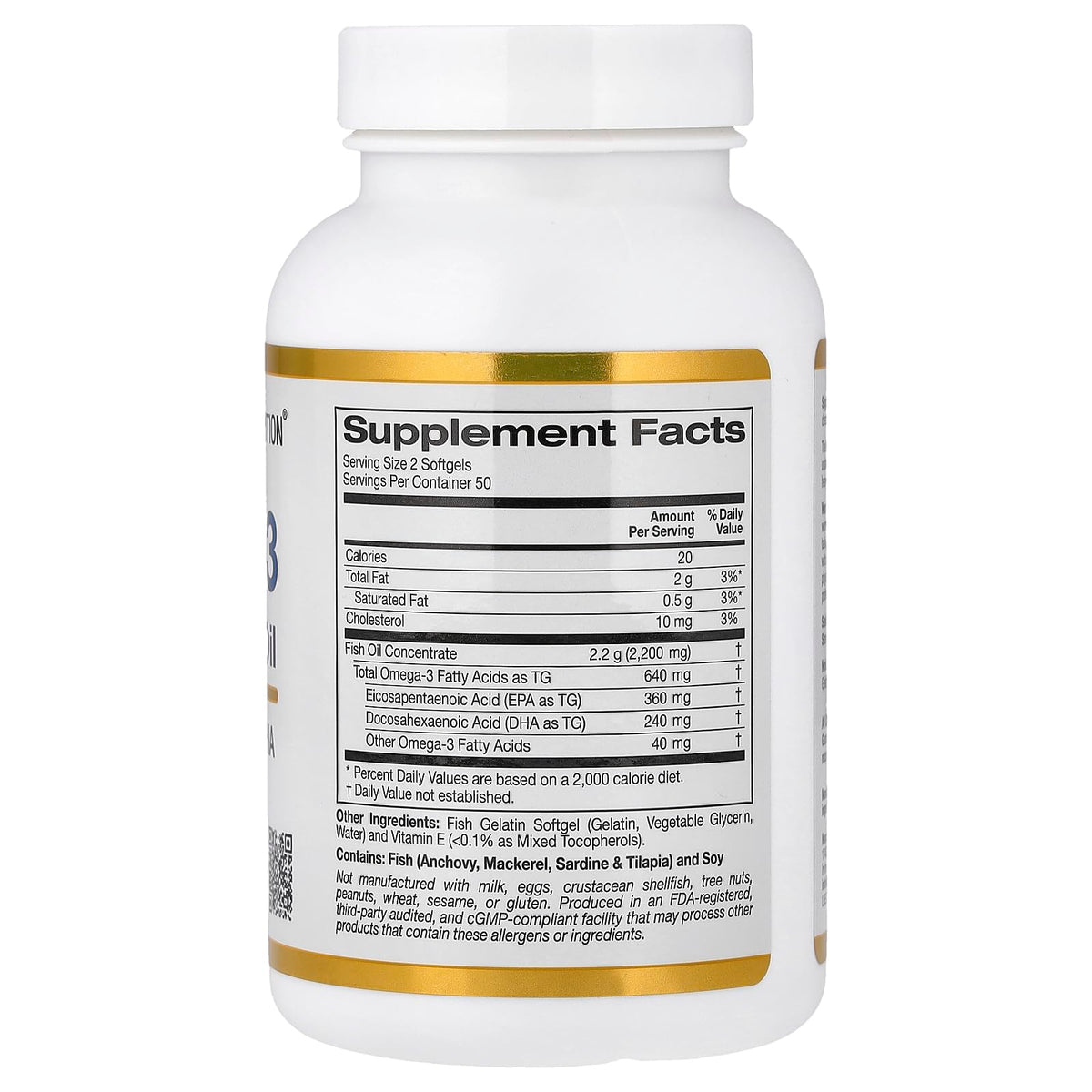 California Gold Nutrition oméga-3 huile de poisson, 100 capsules