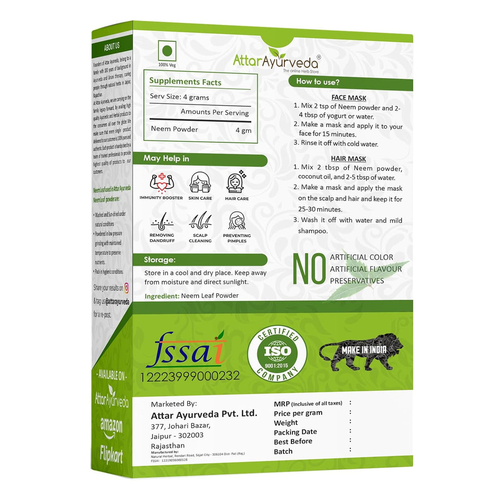 Attar Ayurveda poudre de neem 200 g