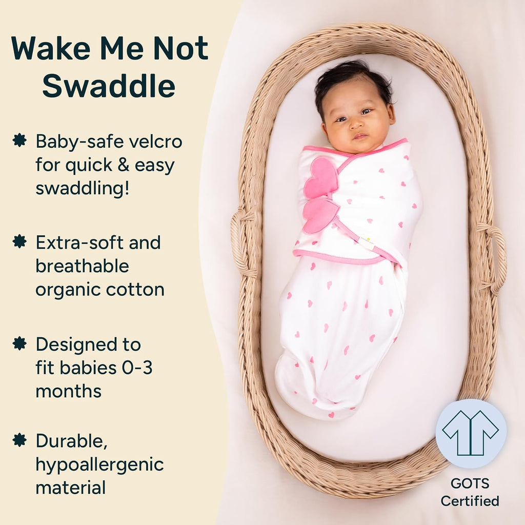 Nintara Baby gigoteuse d'emmaillotage Wake Me Not en coton bio, 0-3 mois