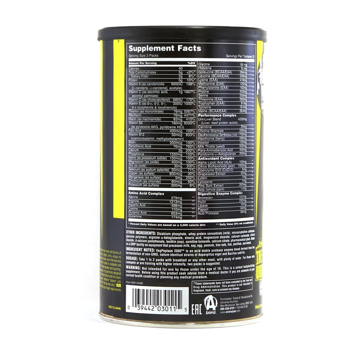 Universal Animal Pak multivitamines, 44 sachets