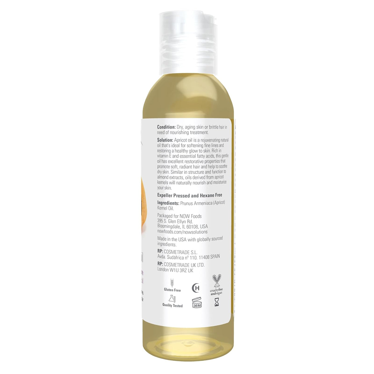 NOW Solutions huile de noyau d'abricot pure