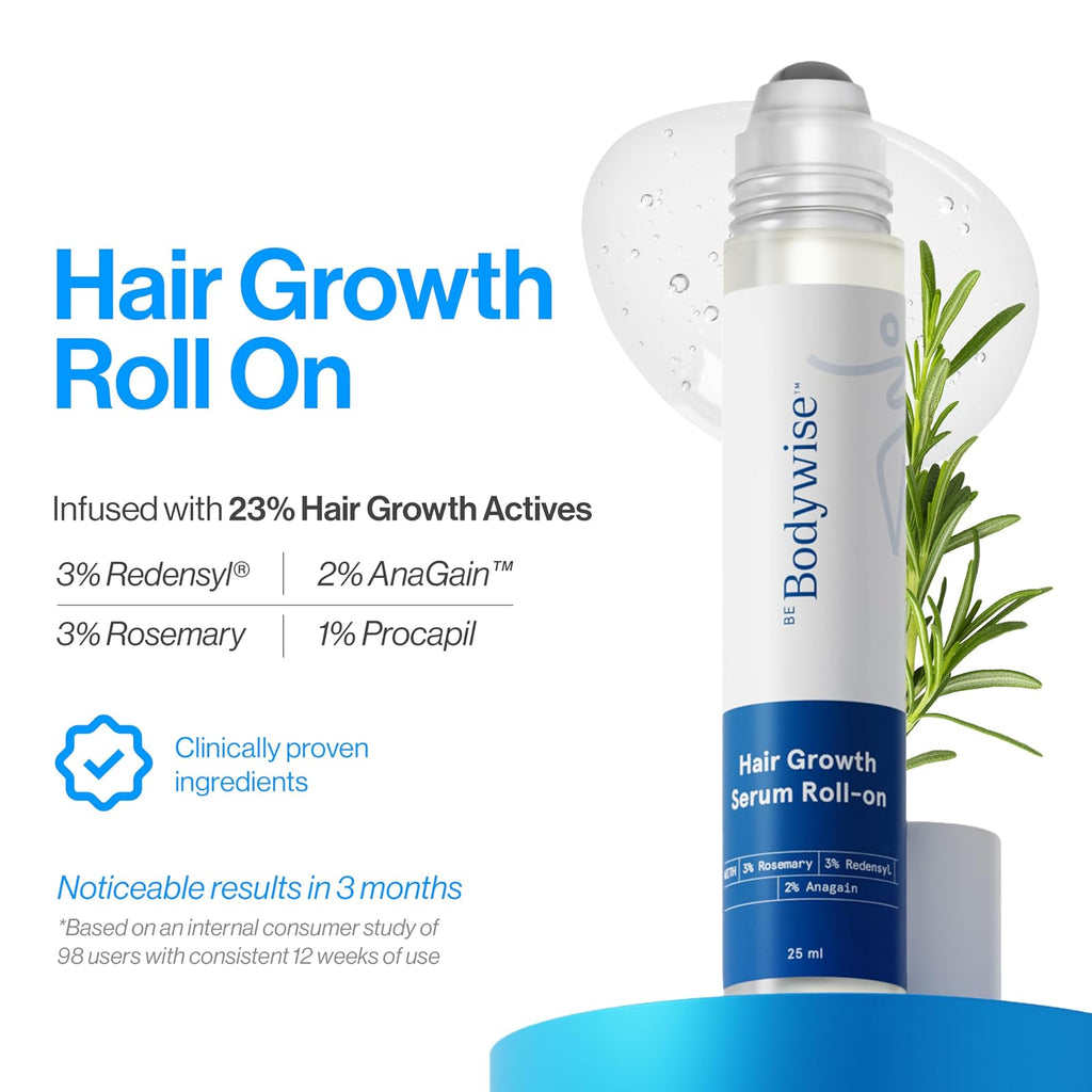 Be Bodywise sérum roll-on cheveux romarin, Redensyl et Anagain, 25 ml