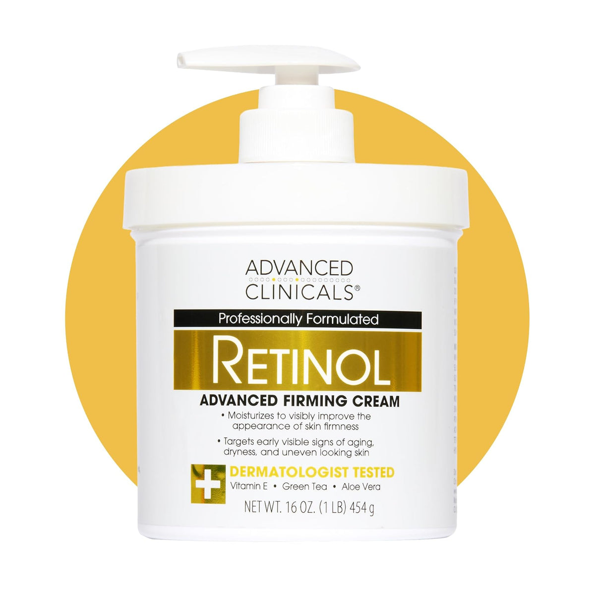 Advanced Clinicals crème raffermissante au rétinol, visage et corps, 454 g