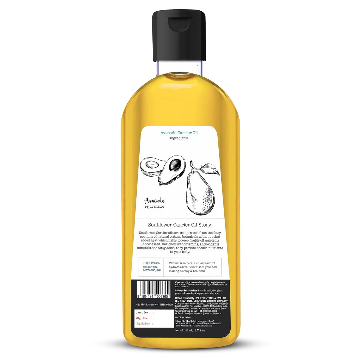 Soulflower huile d'avocat pure 120 ml