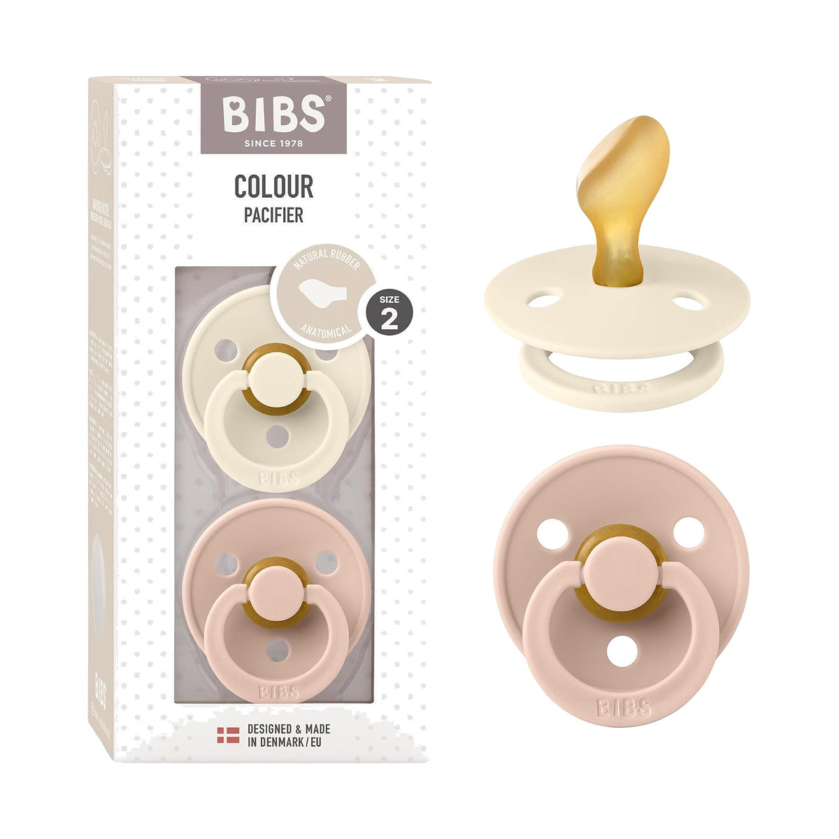 BIBS Colour tétines anatomiques, Ivoire / Rose poudré, 6 à 18 mois