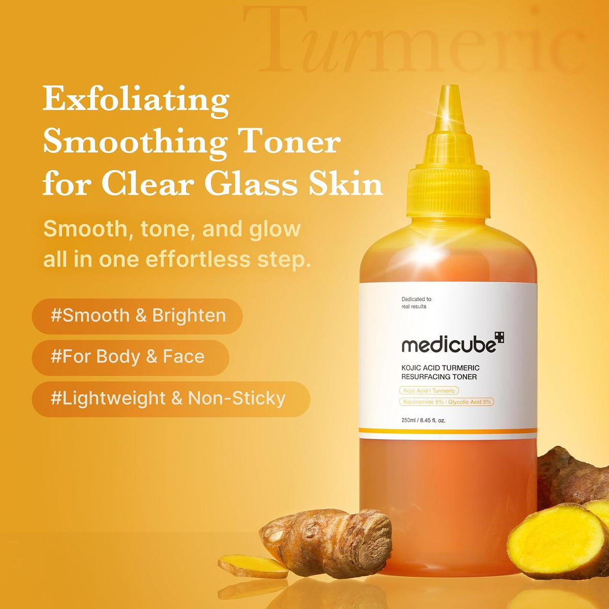 Medicube Kojic Acid Turmeric toner exfoliant, 250 ml